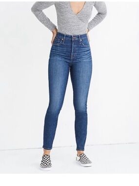 Madewell Curvy High-Rise Skinny Jeans in Dark Blue Denim Sz 33